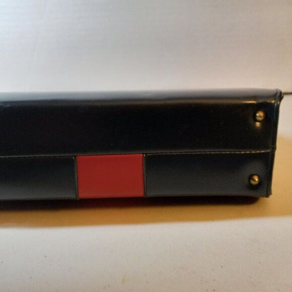 Vintage Navy/Red Box Satchel Handbag, Granny chic Cottagecore Grandmacore - Picture 6 of 11